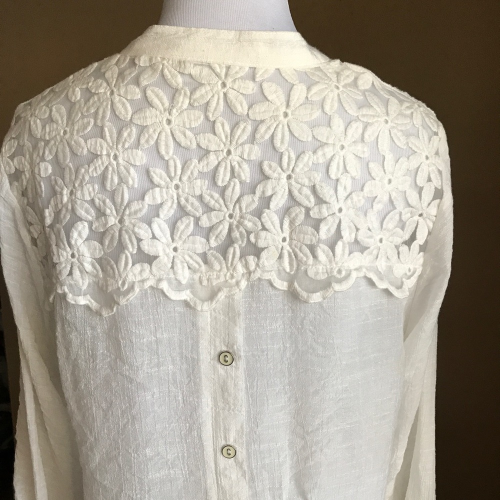 Blu Pepper Button Down Top With Lace - image 7